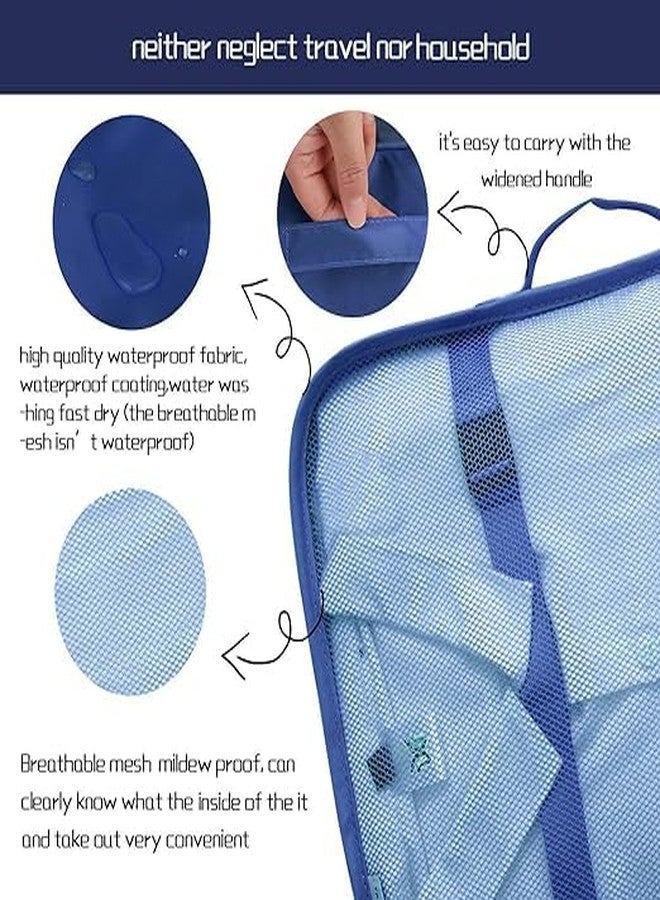 توب هافين حقيبة أدوات النظافة من توبهافن، 7 قطع، خفيفة الوزن، لتنظيم الأمتعة أثناء السفر، مع حقيبة غسيل أو حقيبة أدوات النظافة (أزرق داكن) - Image 5